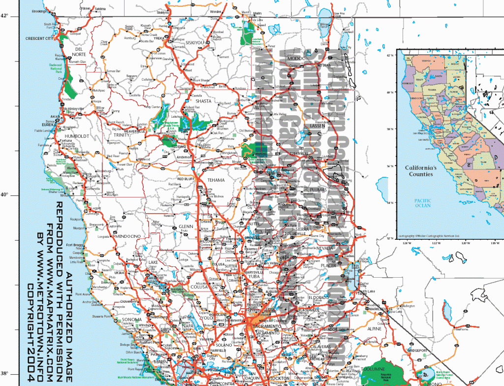 Detailed Road Map Of Northern California Printable Maps