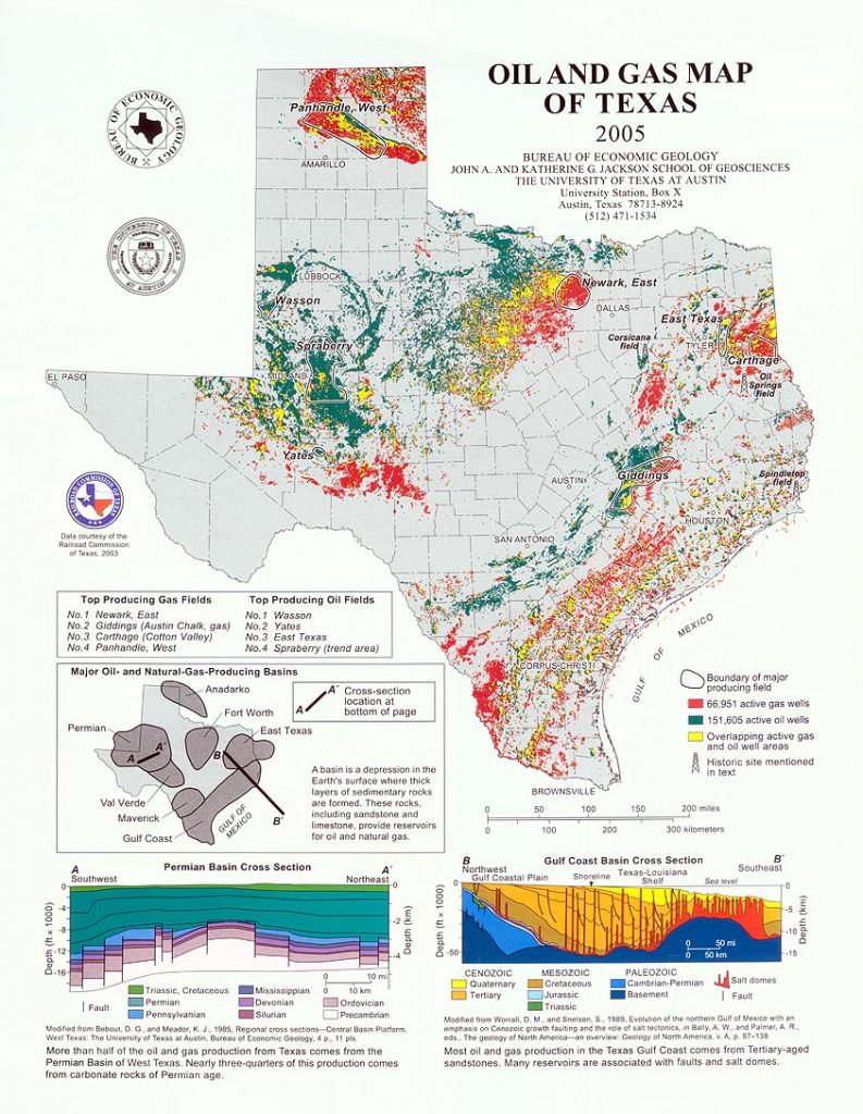 Texas Railroad Commission Districts And Oil And Gas Map Of Texas