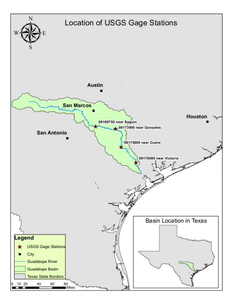 1: A Map Of Texas Showing The Guadalupe Watershed And The Main - Seguin Texas Map