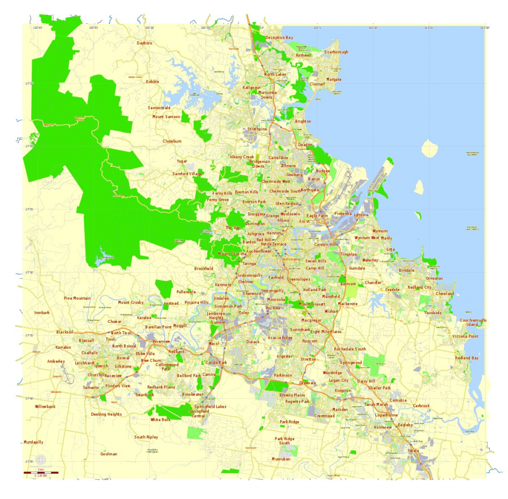 1200Px Map Of Brisbane Free And Printable Svg Australia 3 - World - Brisbane Cbd Map Printable
