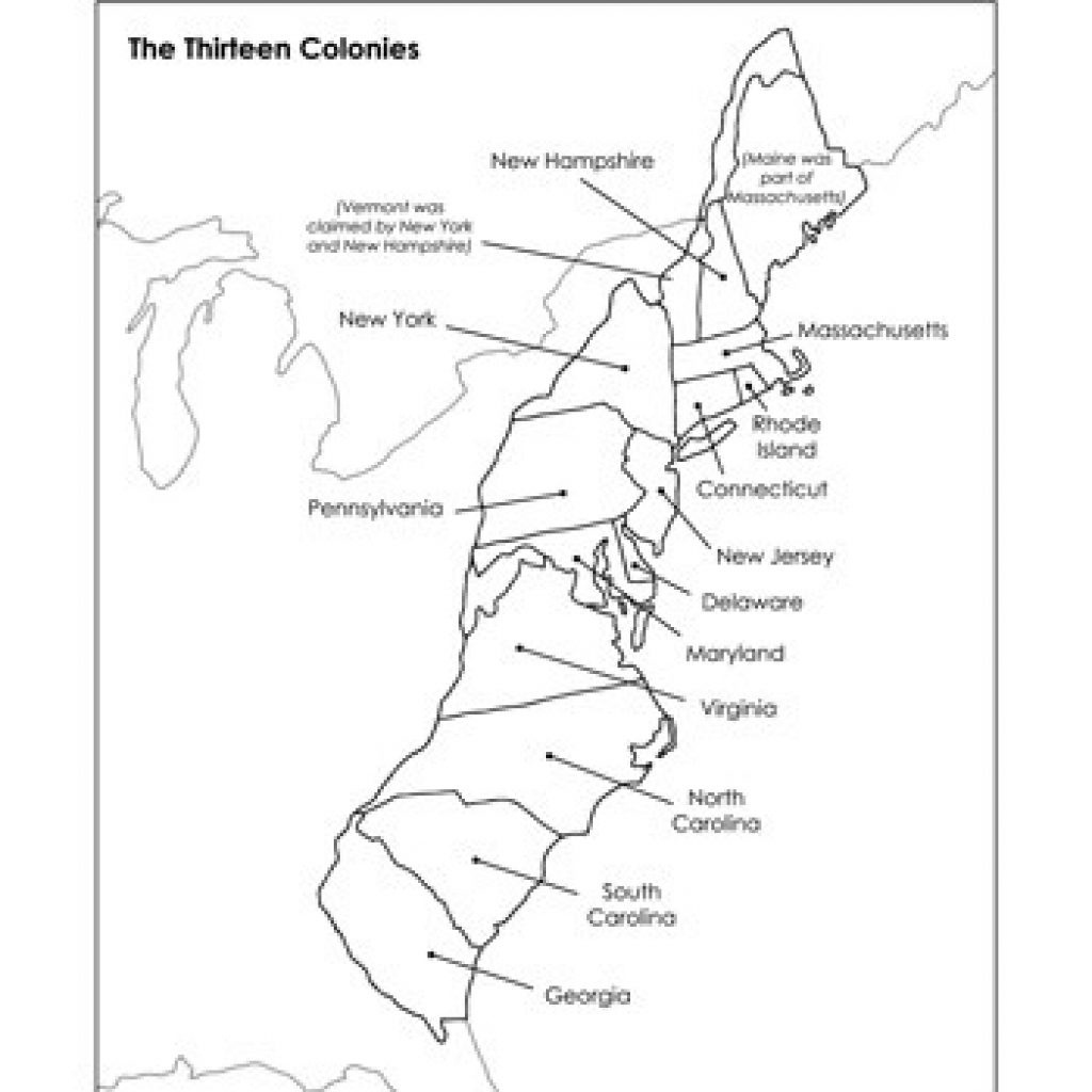 13 Colonies Blank Map Free Printable Pdf Labeled - 13 Colonies Blank Map Printable