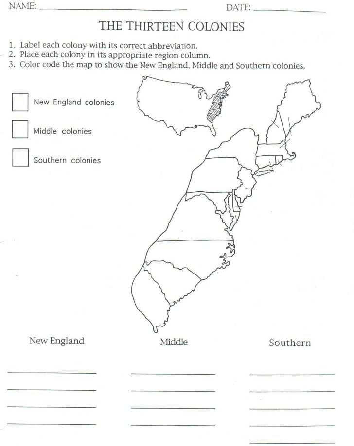 13 Colonies Blank Map Printable