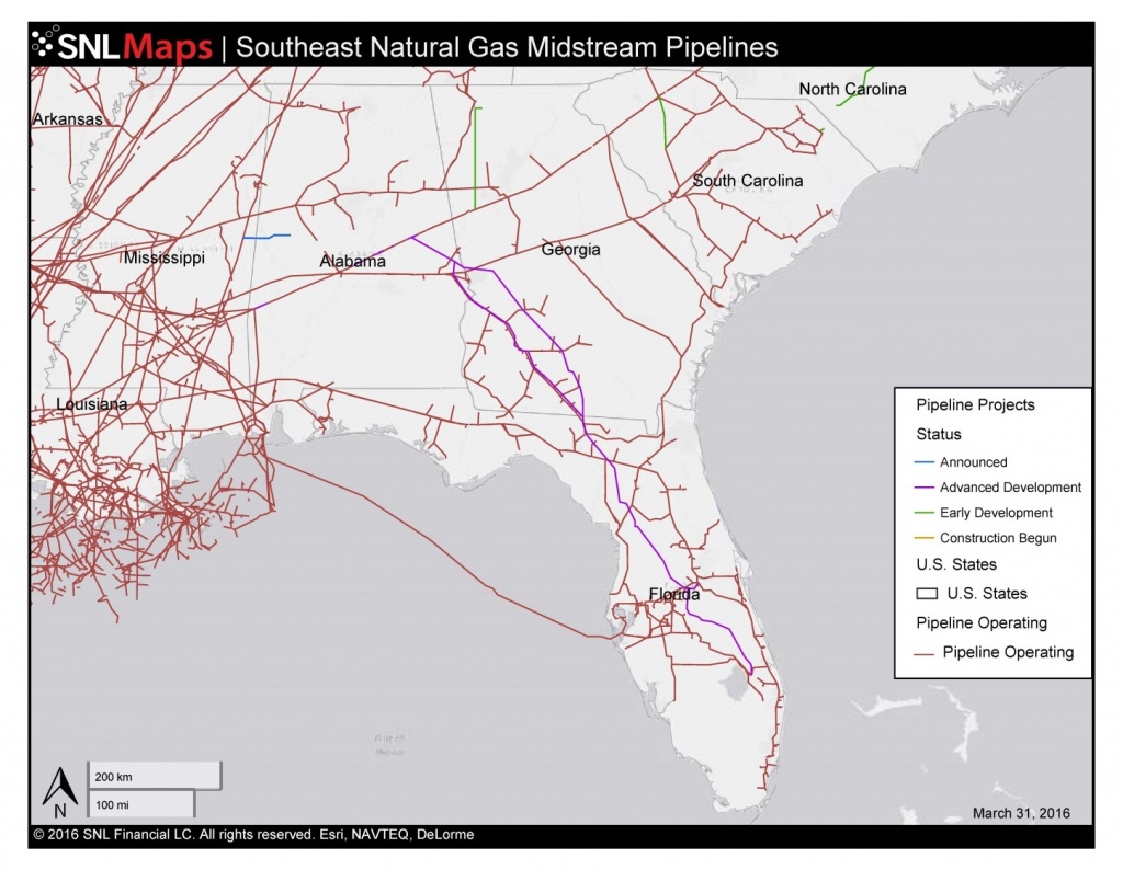 1448×1123 Map Of Southeast Mid-Stream Natural Gas Pipelines, In - Florida Natural Gas Pipeline Map