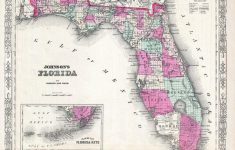 1864 Johnson Map Florida Geographicus Map Poster, Canvas, - Florida Map Poster