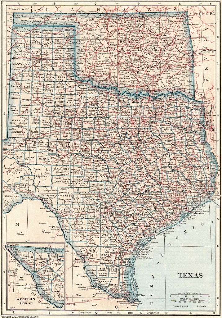 1925 Antique Texas Map Oklahoma Map State Map Of Oklahoma Print - Map Of Oklahoma And Texas