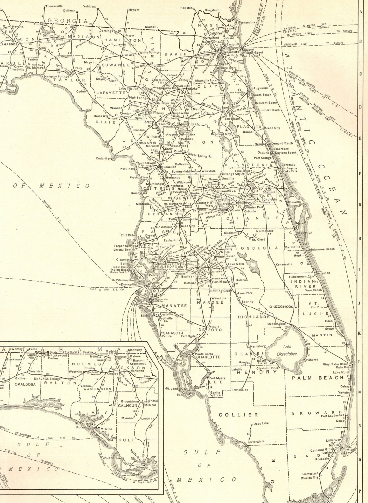 1927 Rare Size Antique Florida Map Vintage Map Of Florida Poster - Vintage Florida Map Poster