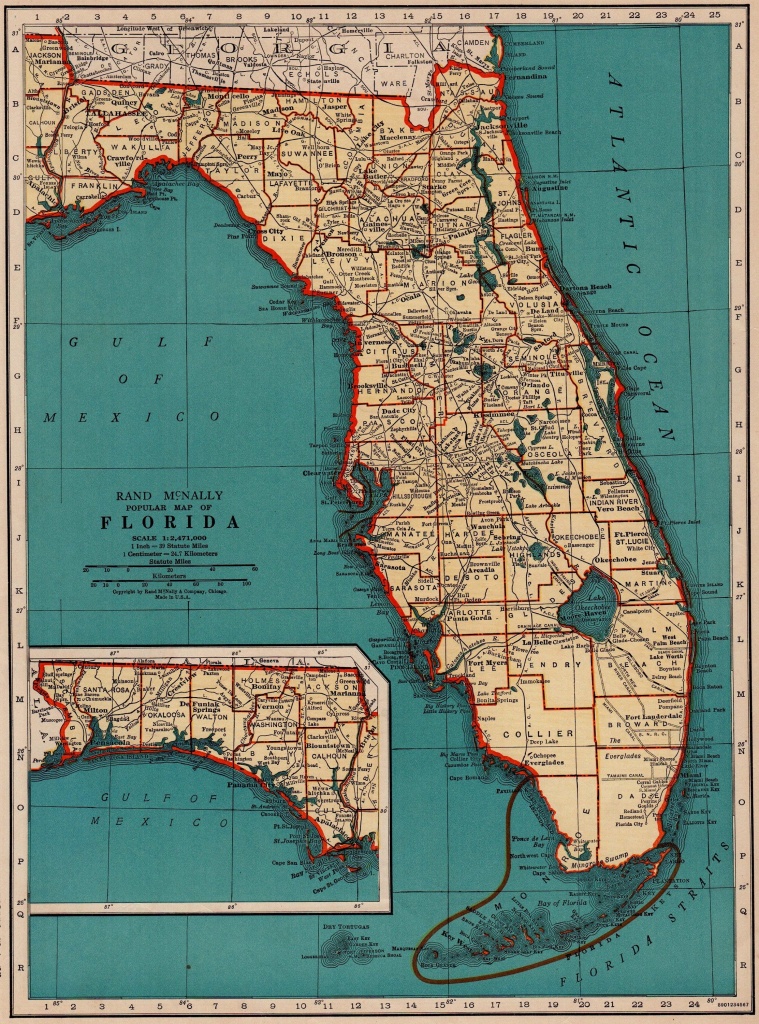 1937 Antique Florida Map Vintage State Map Of Florida Gallery Wall - Map Of Florida Wall Art