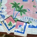 1950S Tablecloths | 1950S Linens: Printed Florida Map Tablecloth And   Vintage Florida Map Tablecloth
