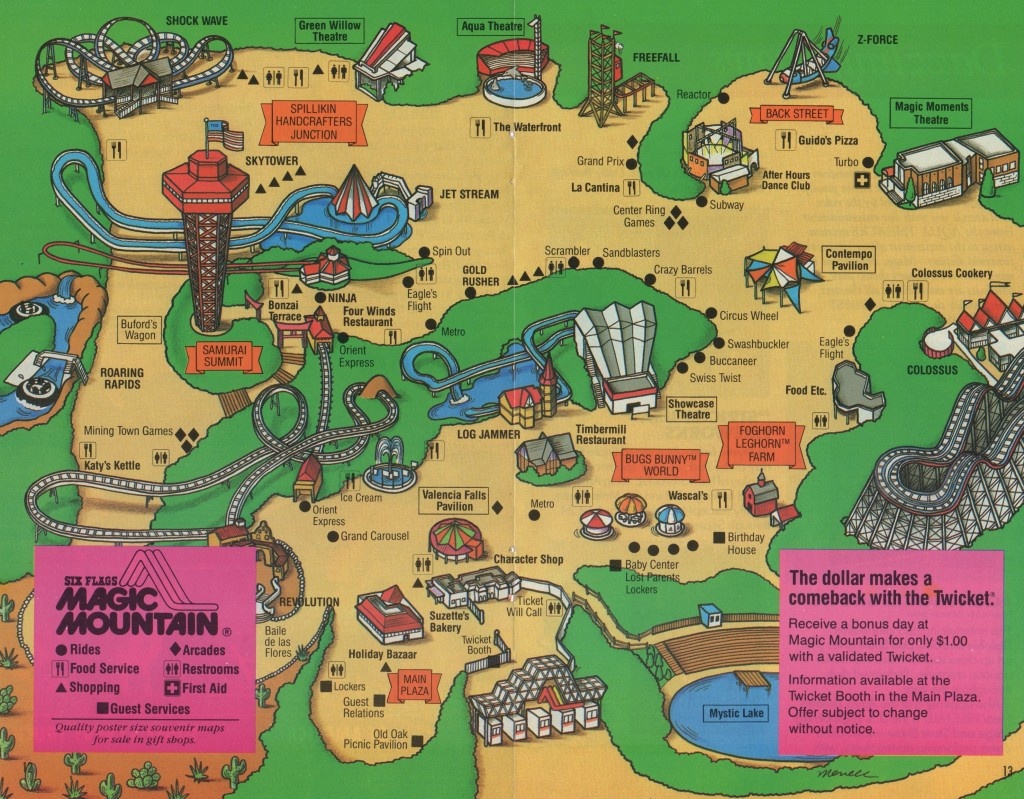 1988 Six Flags Magic Mountain Map &amp;amp; Guide – The Coaster Guy - Six Flags Map California 2018