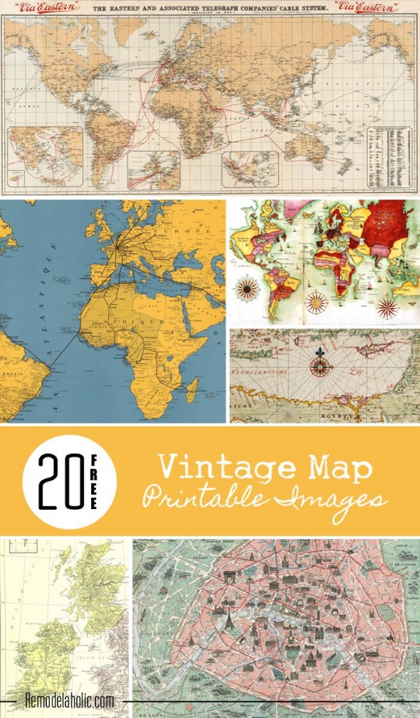 20 Free Vintage Map Printable Images | Remodelaholic #art - Vintage World Map Printable