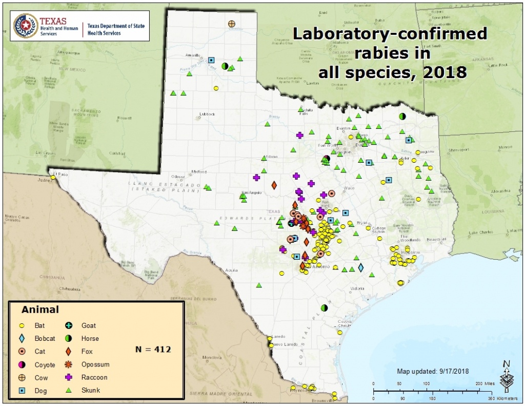 2018 Map Of Rabies - Texas A&amp;amp;m Veterinary Medical Diagnostic Laboratory - Aaa Texas Maps