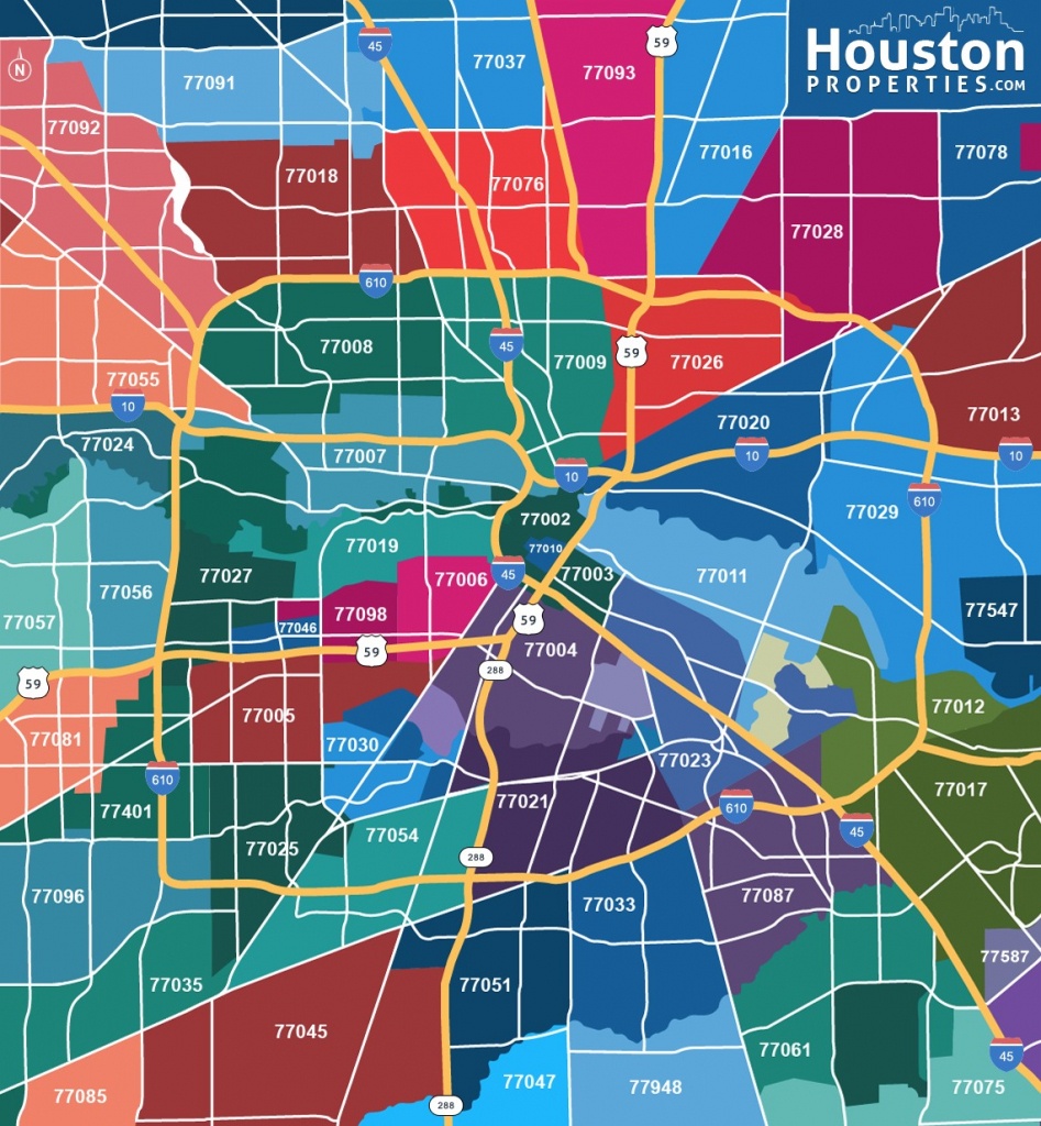 2019 Update: Houston Texas Zip Code Map | Houstonproperties - Show Me Houston Texas On The Map