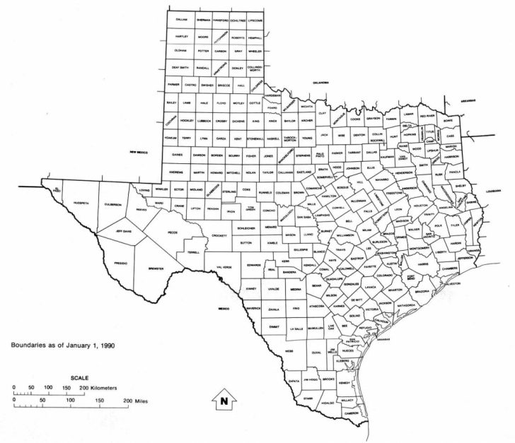 Texas Map With County Lines