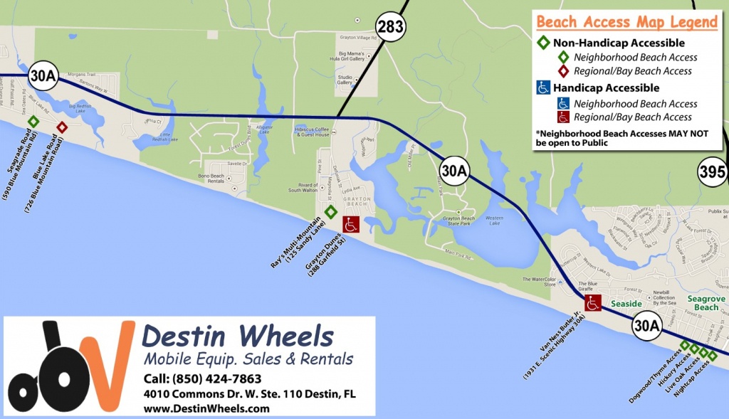 30A &amp;amp; Destin Beach Access - Destin Wheels Rentals In Destin, Fl - Map Of Destin Florida Area