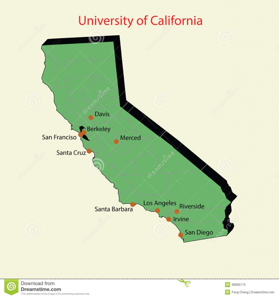 3D Map Of University Of California Campuses Stock Illustration - Where Is Santa Cruz California On The Map