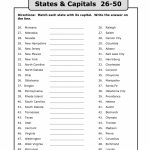50 States Capitals List Printable | Back To School | States   50 States And Capitals Map Quiz Printable