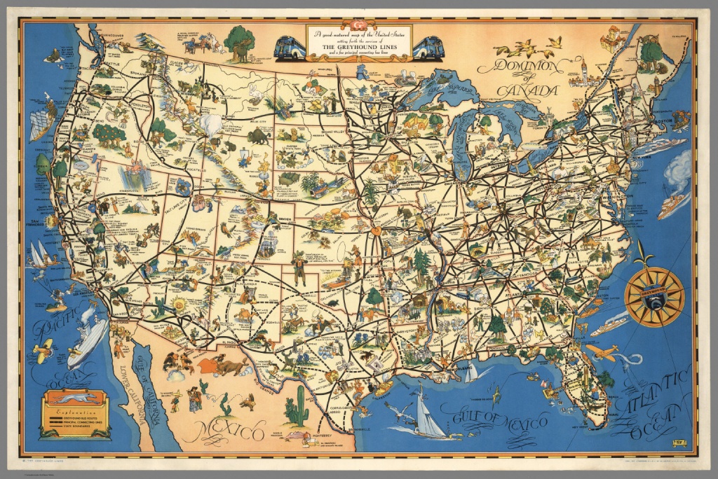 A Good-Natured Map Of The United States Setting Forth The Services - Greyhound Route Map California