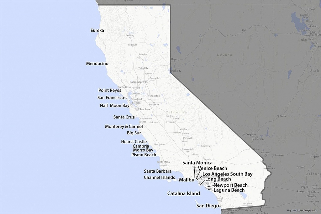 A Guide To California&amp;#039;s Coast - California Coastal Towns Map