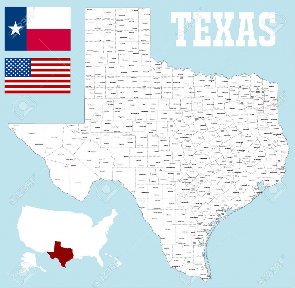 A Large And Detailed Map Of The State Of Texas With All Counties - Large Texas Map