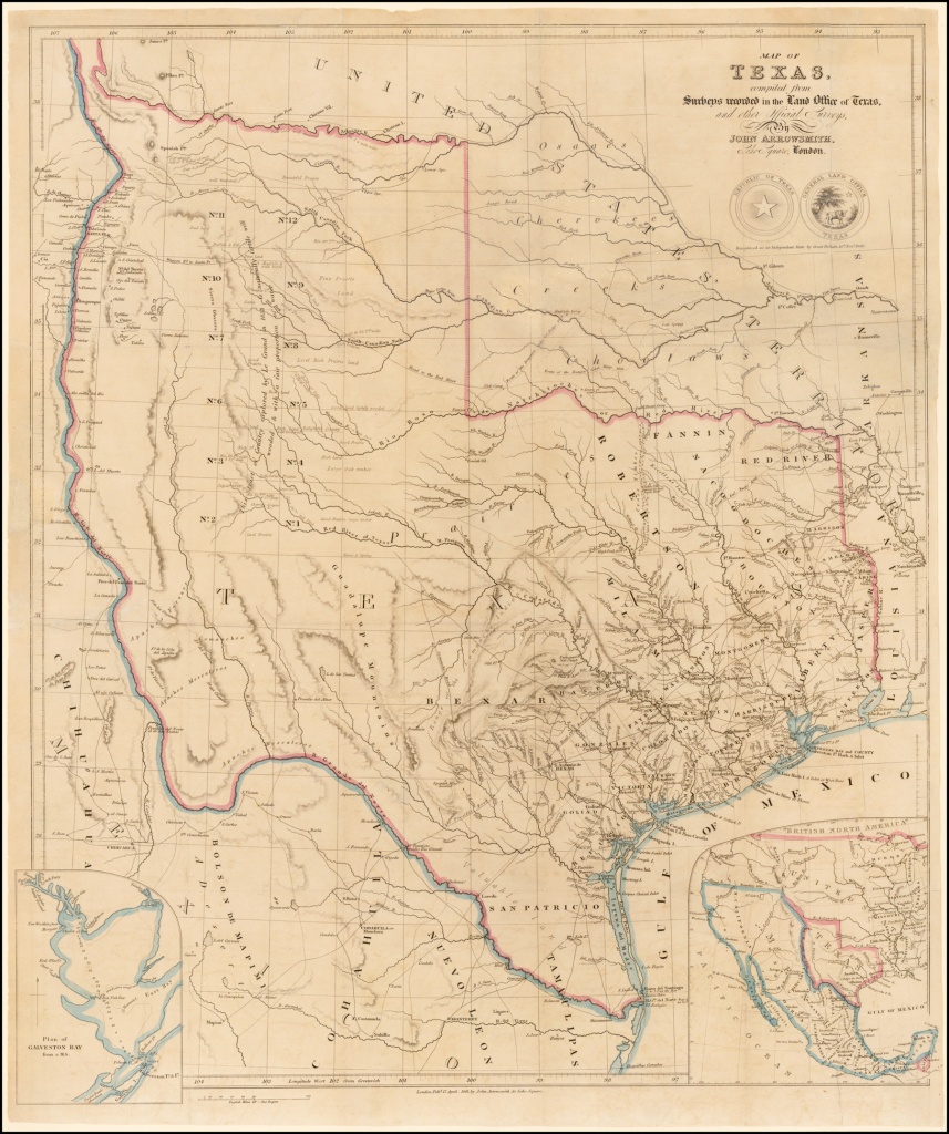 A Map Of Texas, Compiled From Surveys Recorded In The Land Office Of - Texas Survey Maps