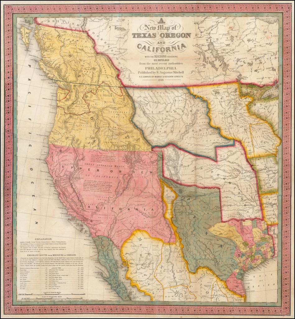 A New Map Of Texas, Oregon And California With The Regions Adjoining - Texas Map 1846
