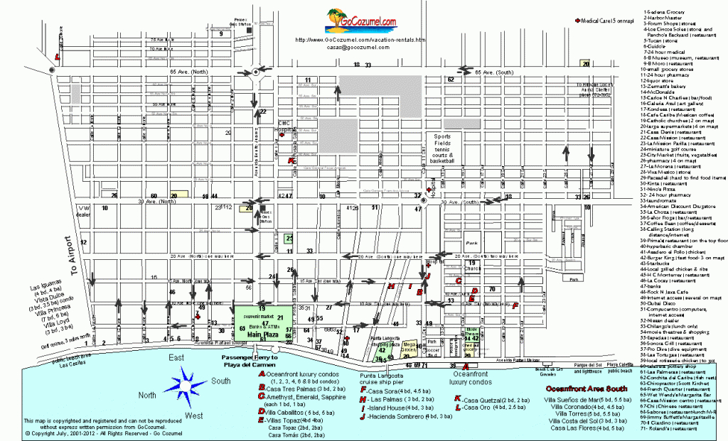 A Street Map Of Cozumel. To See The Larger Size, Click On The Map To - Printable Street Map Of Cozumel