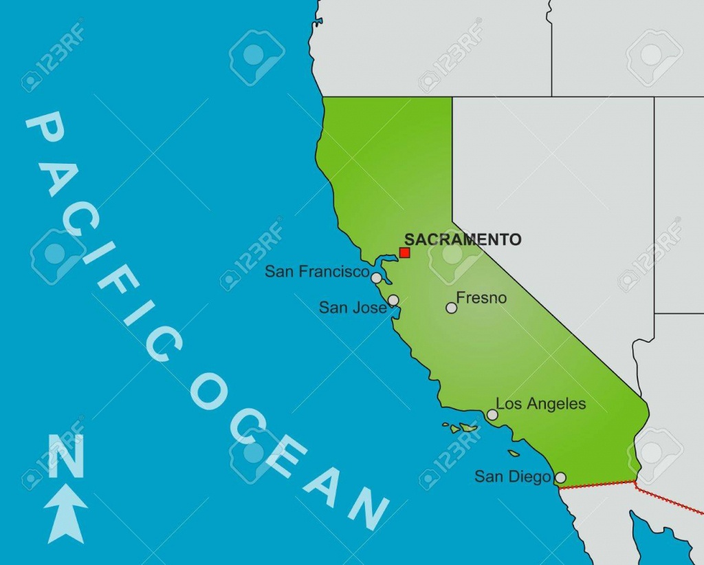 A Stylized Map Of The State Of California Showing Different Big - Big Map Of California