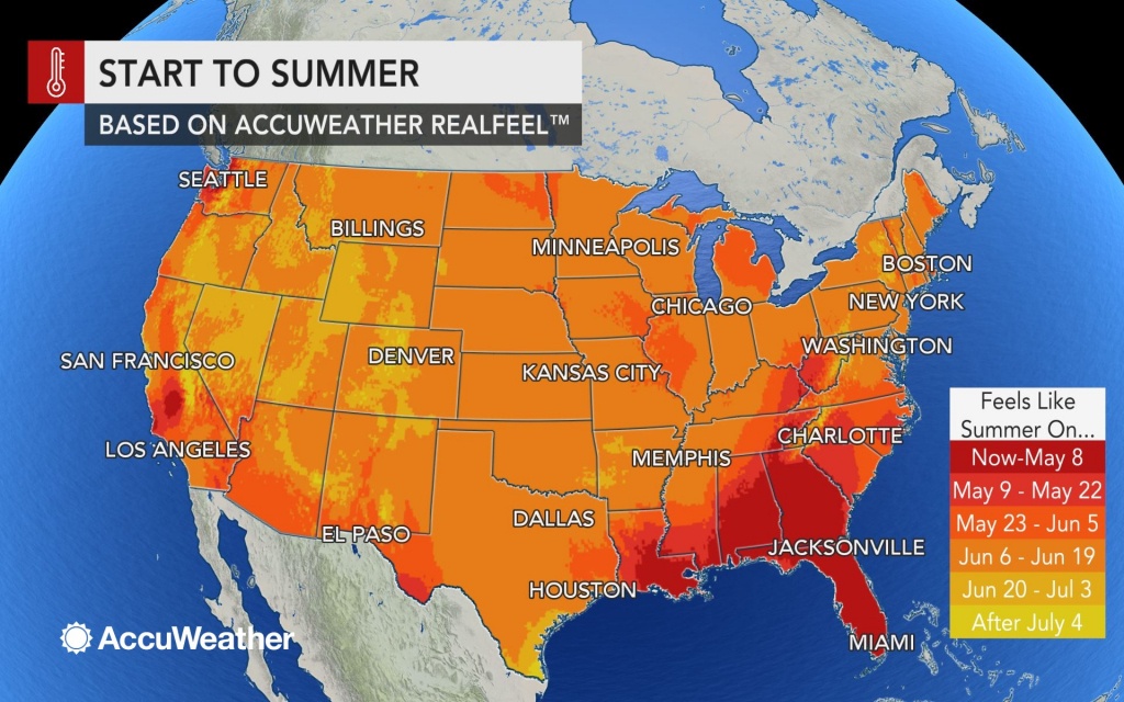Accuweather 2019 Us Summer Forecast - Florida Weather Map Temperature