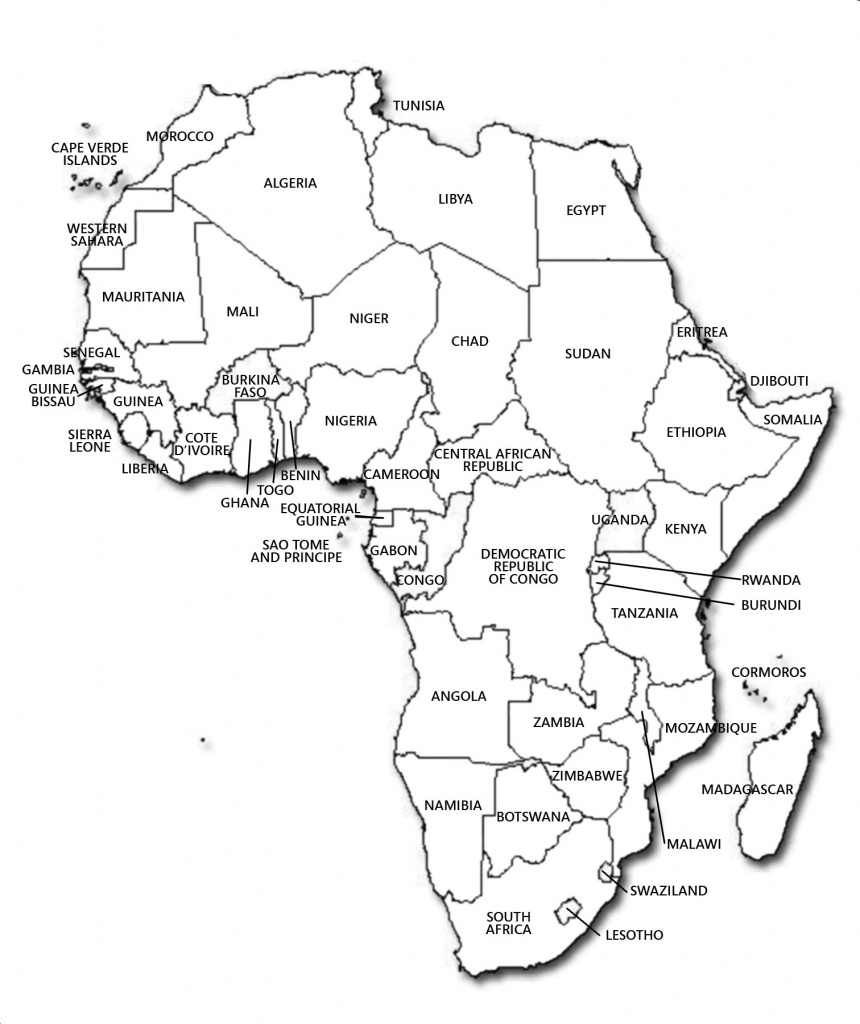 Africa Map With Capitals Black And White | Campinglifestyle - Printable Map Of Africa With Countries And Capitals