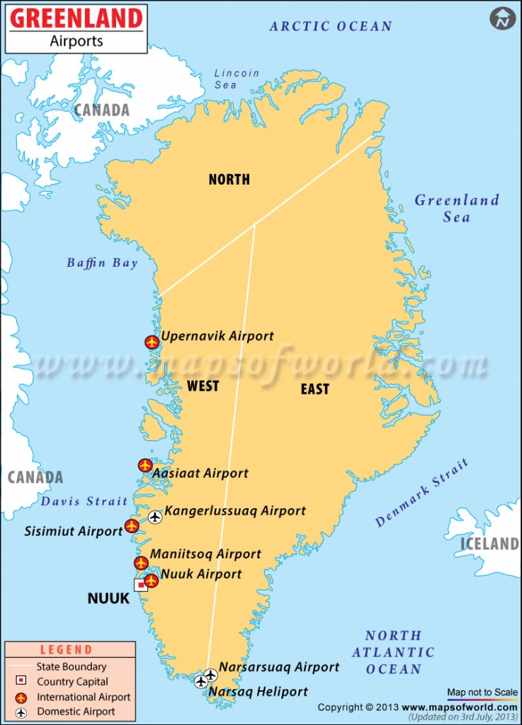 Airports In Greenland, Greenland Airports Map - Printable Map Of Greenland