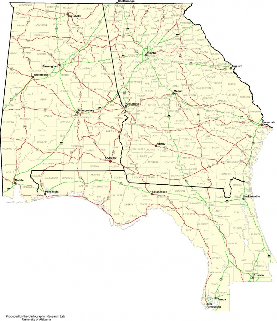 Alabama-Georgia-Florida Map - Map Of Alabama And Florida