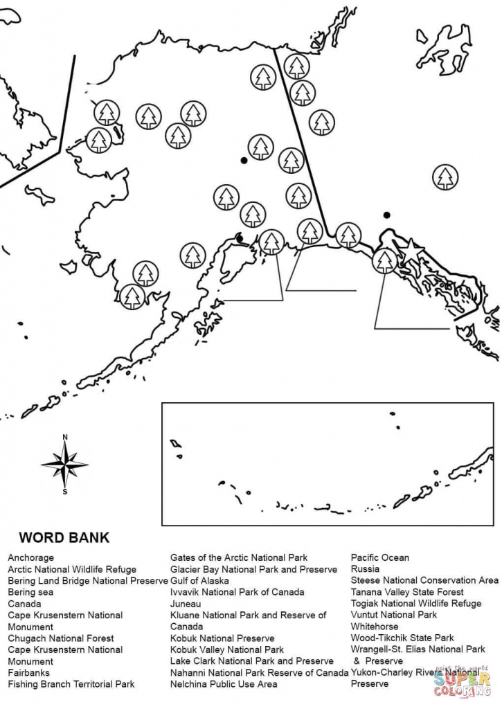 Alaska Map Worksheet Coloring Page | Free Printable Coloring Pages - Free Printable Map Of Alaska