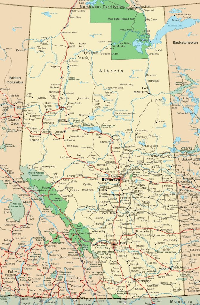 Alberta Road Map - Free Printable Map Of Alberta | Printable Maps