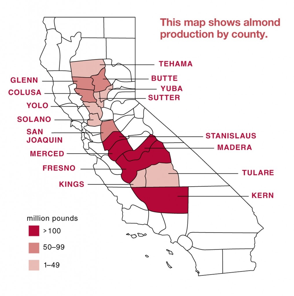 Almond Board Of California - Almond Map - - California Almond Production Map