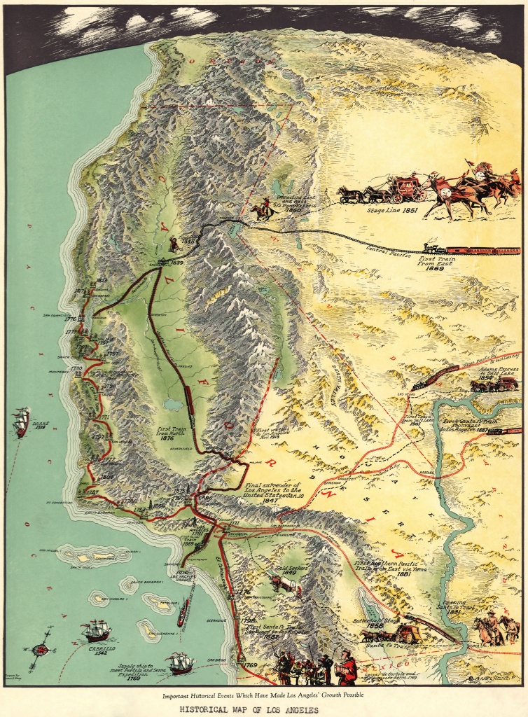 Amazing Oblique #map Of Southern #california,gerald A Eddy From - Historical Maps Of Southern California