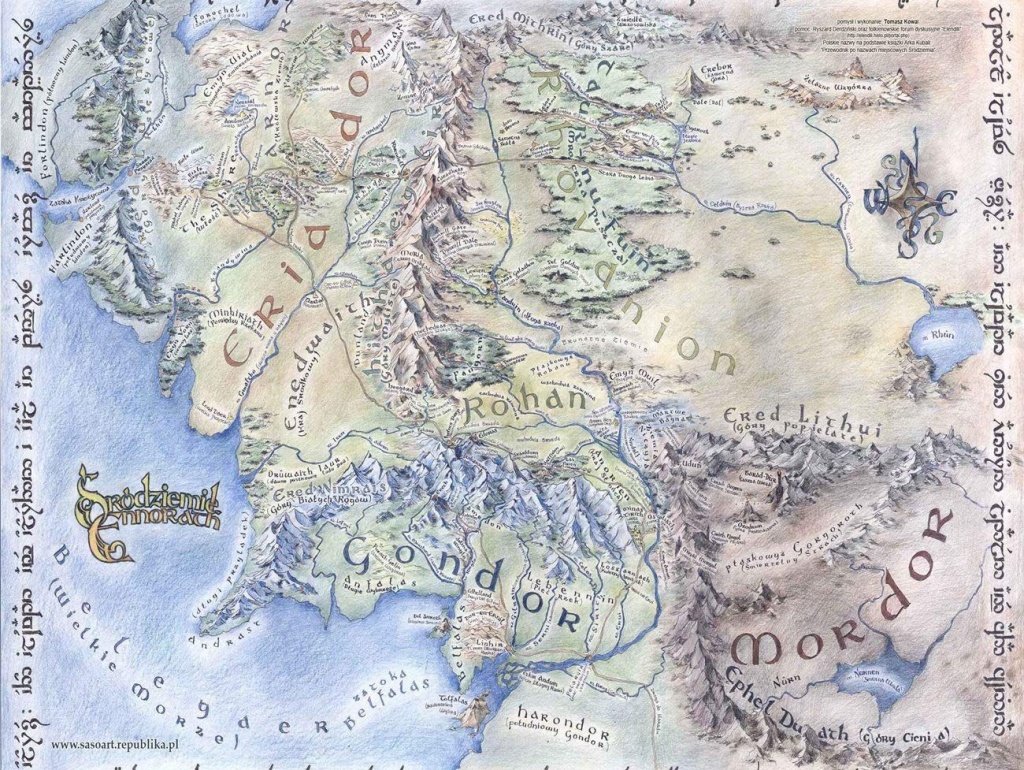Amazon: Map Of Middle Earth The Lord Of The Rings Vintage Style - Printable Map Of Middle Earth