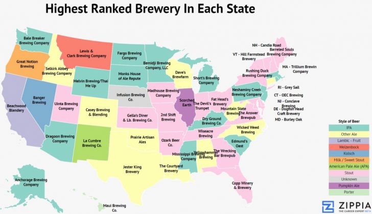 America The Brew-Tiful: Mapping The Best Brewery In Each State - Zippia ...