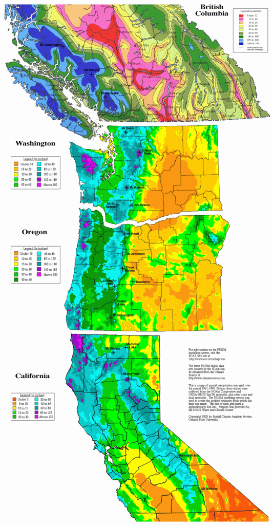 Annual Precipitation Along The Cascade Range | Graphic | Map - California Snow Map