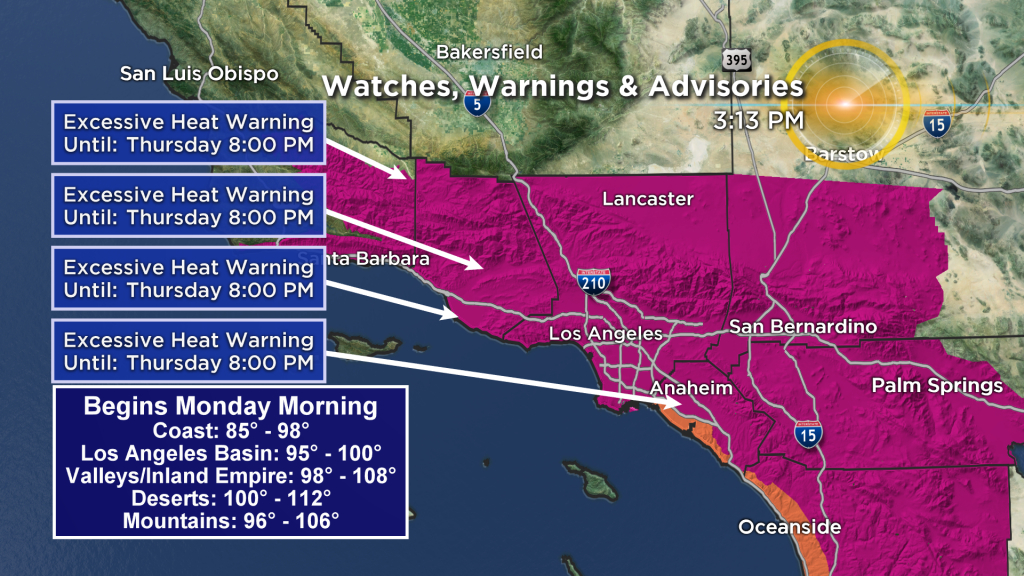 Another Heat Wave Expected In Southern California Monday – Cbs Los - Southern California Heat Map