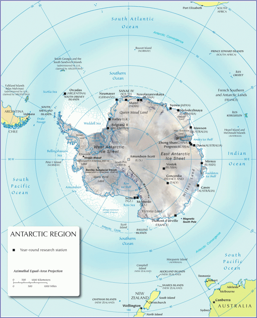 Antarctica Physical Map,map Of Antarctica, Antarctica Travel Map - Printable Map Of Antarctica
