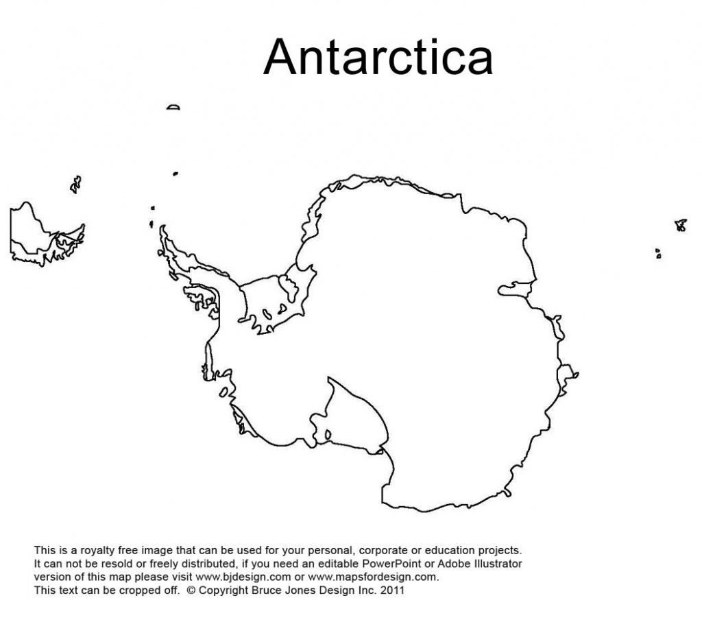 Antarctica, South Pole Outline Printable Map, Royalty Free, World - Printable Map Of Antarctica
