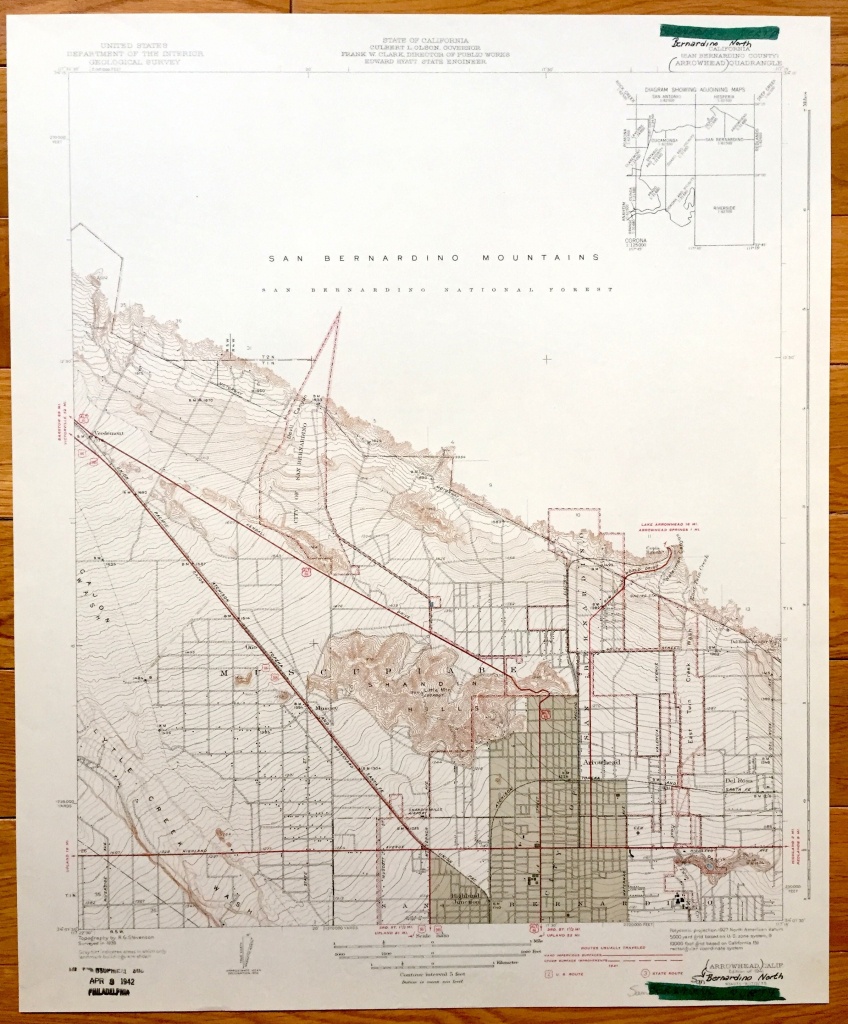 Antique San Bernardino And Arrowhead California 1941 Us | Etsy - Ono California Map