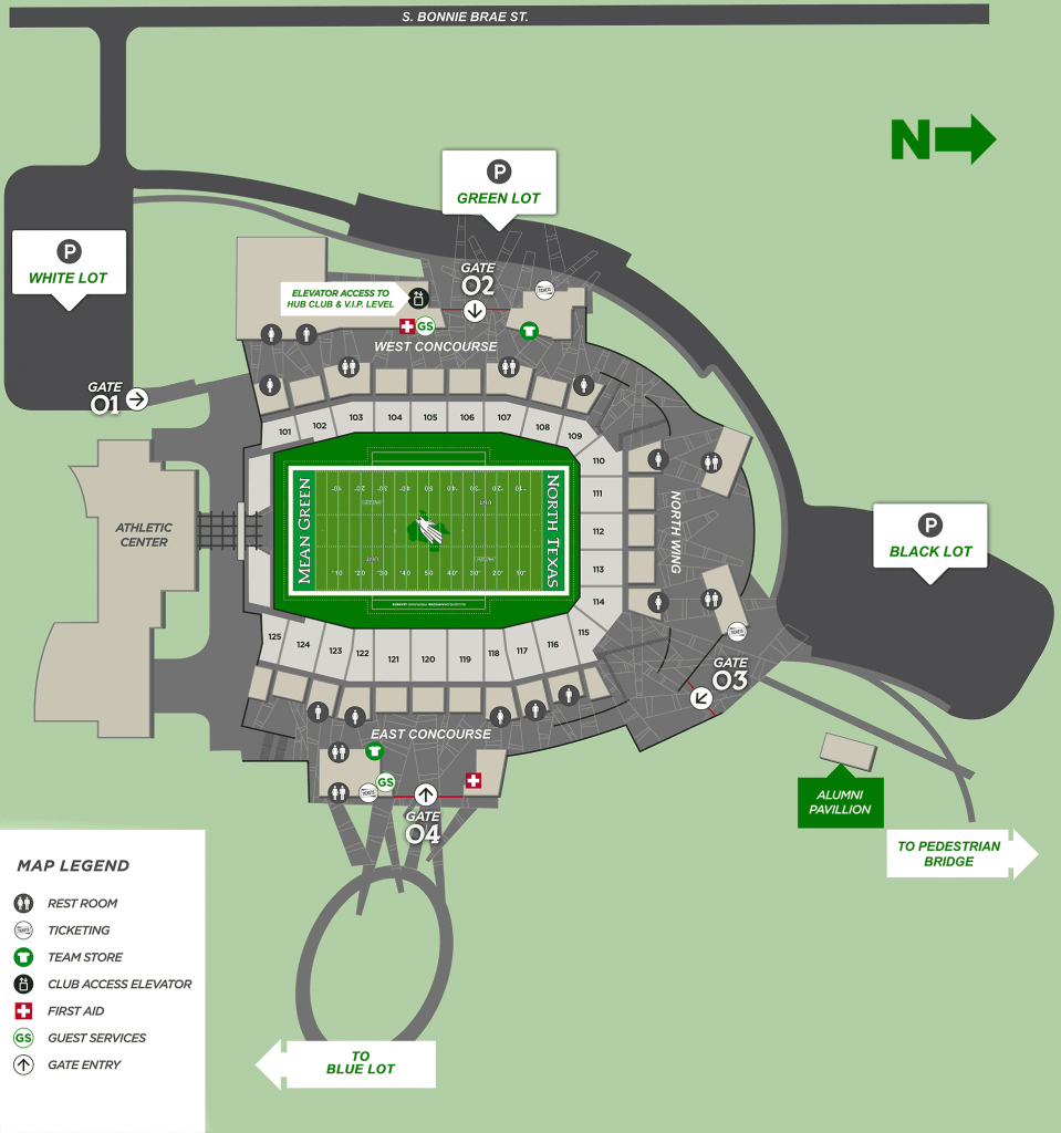 Apogee Stadium Map - University Of North Texas Athletics - University Of Texas Football Stadium Map