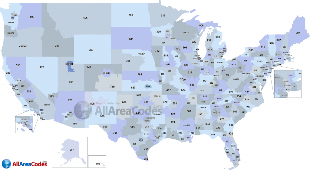 Area Codes In The United States [3500X1919] : Mapporn - Us Area Code Map Printable