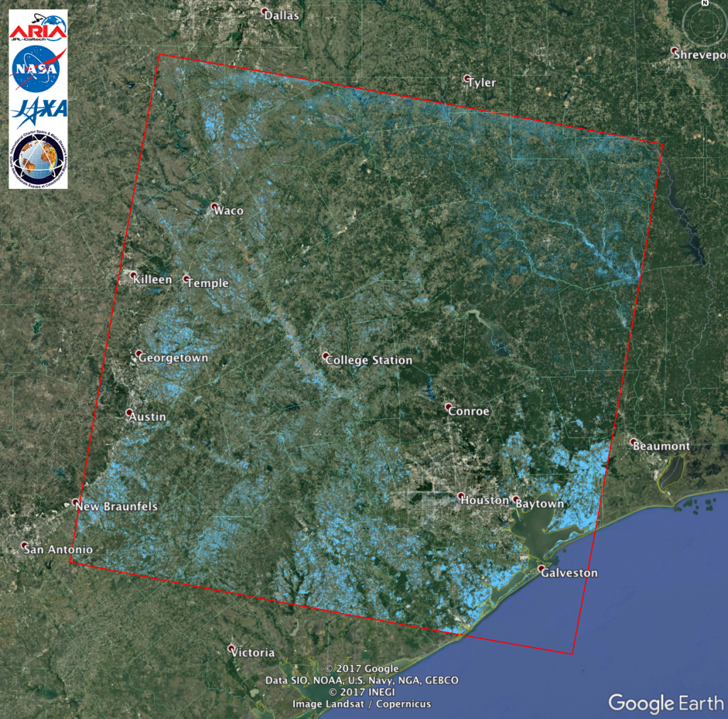 Aria Alos-2 Flood Proxy Map Of Texas Flooding From Harvey | Nasa - Google Maps Beaumont Texas