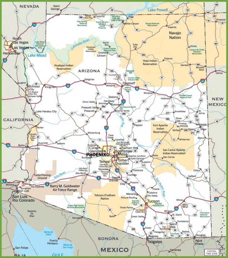Arizona Road Map - Road Map Of California Nevada And Arizona ...