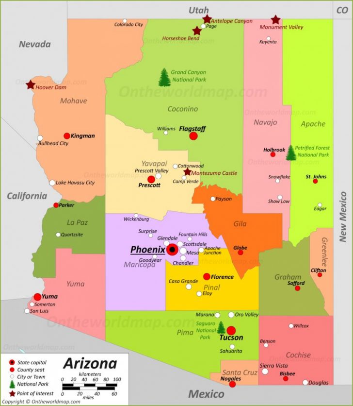 Printable Map Of Arizona