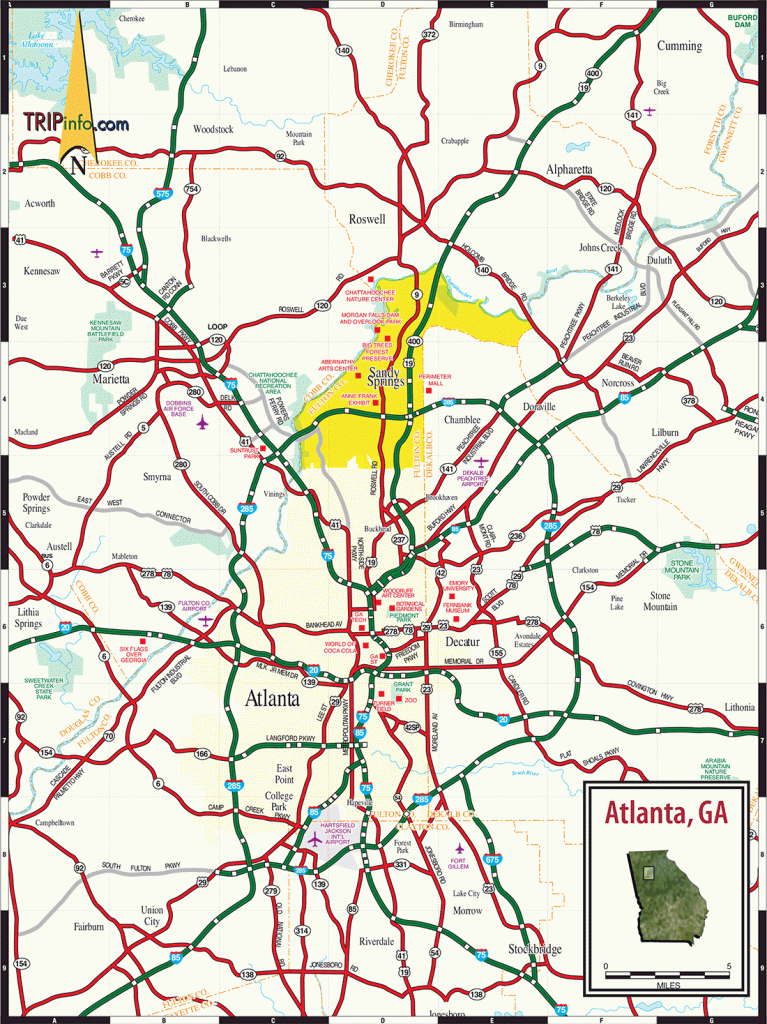 Atlanta Ga Map - Printable Map Of Atlanta