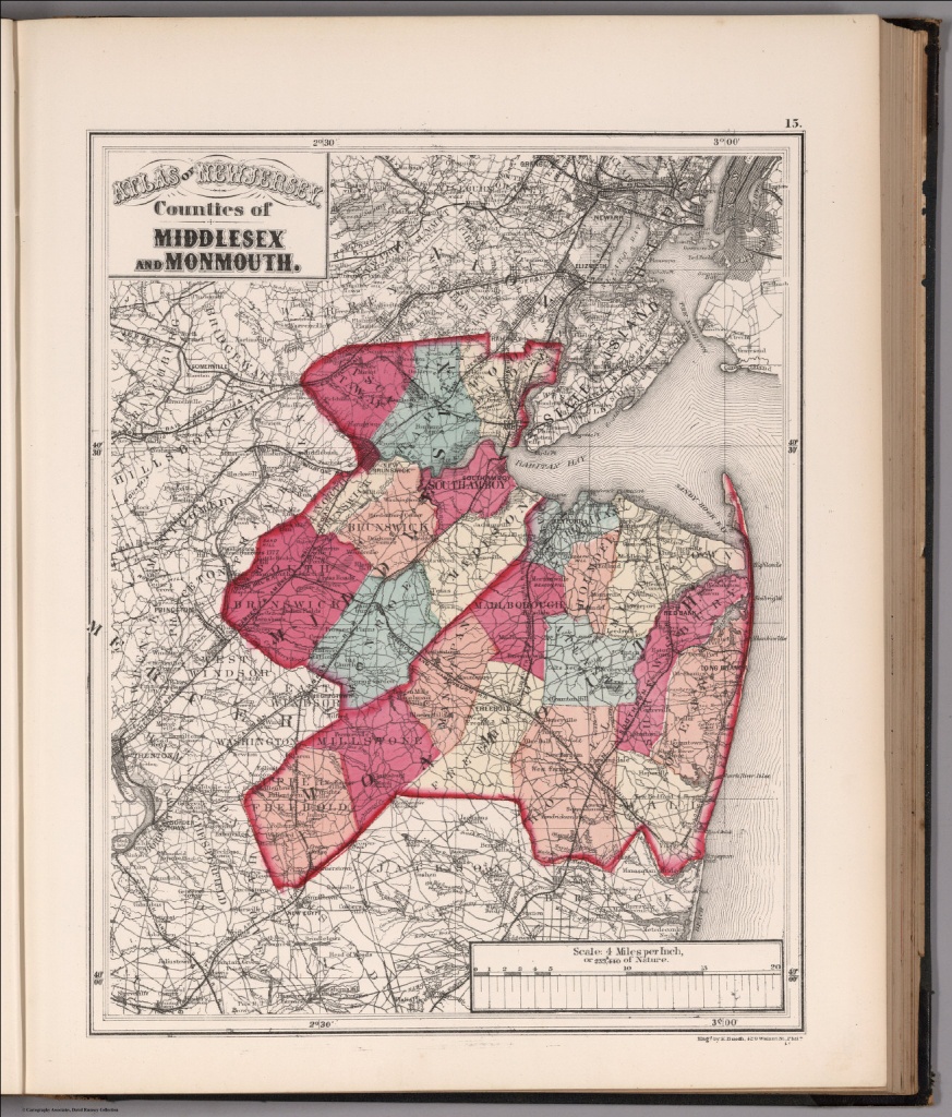 Atlas Of New Jersey, Counties Of Middlesex And Monmouth. - David - Printable Map Of Monmouth County Nj