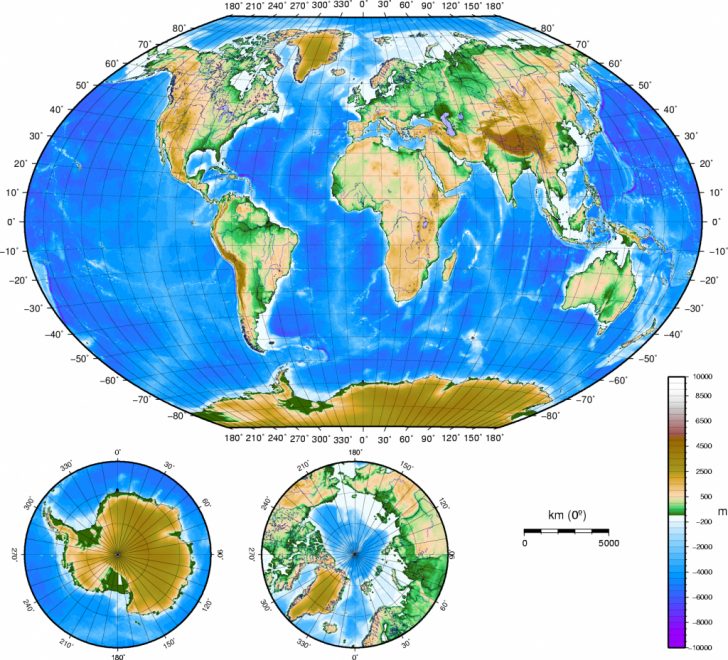 Topographic World Map Printable